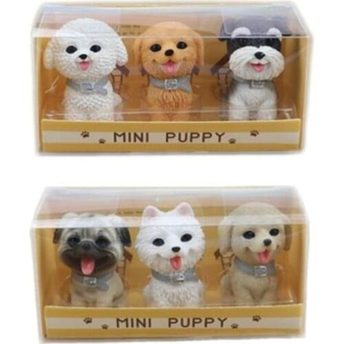 Cute Smile Dog Mini Figures Simulation Puppy Bulldog Schnauzer Golden Retriever Decoration Doll Set Toys Christmas Gift for Kids