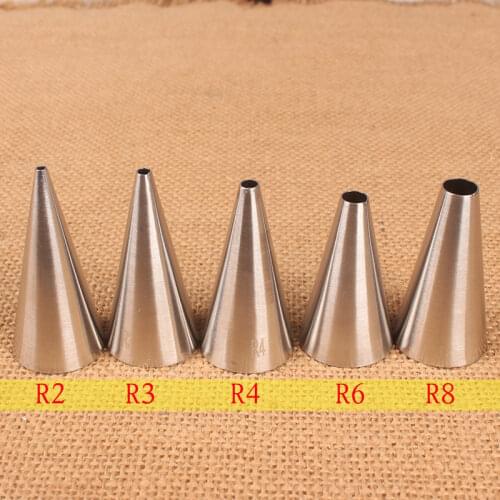 Medium round Hole Decorating Mouth 5-Piece Set Stainless Steel Cake Cream Baking Tools 5PCs