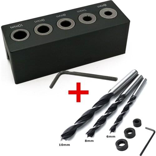 Wood Doweling Jig Straight Angle Guide Pocket Hole Jig Kit Aluminum Alloy Hole Drill Guide Locator Carpentry Woodworking Tools