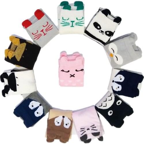 Unisex Baby Girls Boys socks Toddler kids floor socks Infant Cotton Cute Cat/Fox/Mouse Anti-slip Soft Knee Slipper sock 12 Pairs