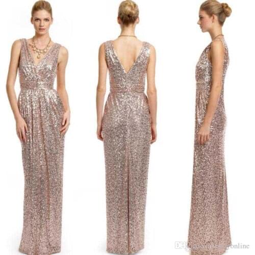 2021 new plus size Wedding party dress new V Neck custom sequin gold sexy mermaid bridesmaid dress long vestido madrinha hot