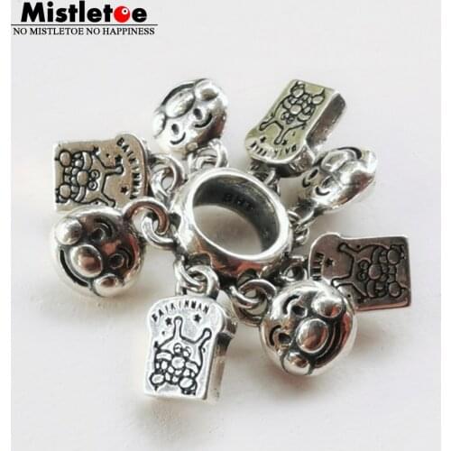 Mistletoe 925 Sterling Silver bread Toast Charm Bead European Jewelry