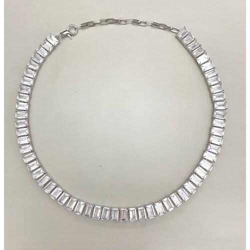 Full Princess cut 3ct Lab Diamond Choker Necklace 100% Real 925 Sterling silver Party Wedding Chain Necklaces For Women Jewelry