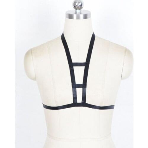 Rave wear festival adjustable body cage harness , fashionable gothic sexy geometric black spandex harness for lady O0149-150-151