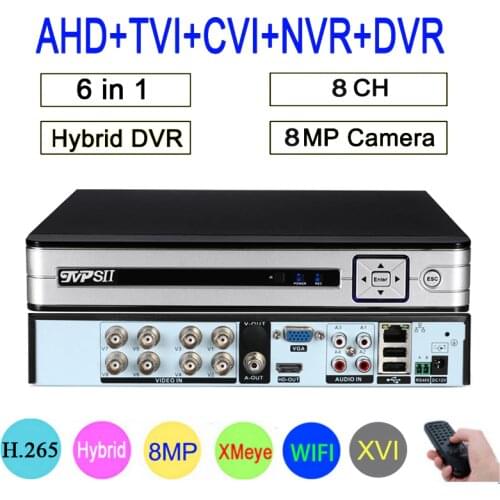 Silver Panel Face Detection Hi3531D 8 Channel 8CH 4K H.265+ WIFI Audio 6 in 1 Hybrid Coaxial XVI TVI CVI NVR AHD CCTV DVR