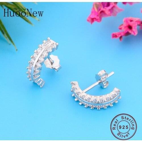 100% 925 Silver Sample Punk Zirconia Buddha Stud Earring Women Brinco Party Bridal Pendientes Ear Piercing Whosale 2020 Fashion