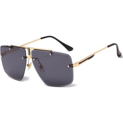 New Fashion Rimless Sunglasses Brand Design Vintage Men Square Sun Glasses Luxury Shades UV400 Eyewear gafas de sol hombre
