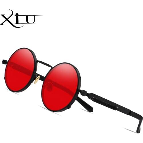 XIU Steampunk Men Women Sunglasses Round Metal Retro Vintage Sunglasses Brand Designer Mens Glasses UV400