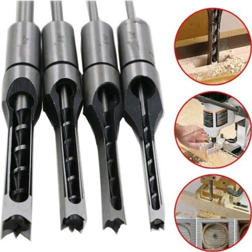 Woodworking Drill 6.4/8/9.5/12.7mm Professional Hollow HSS Square Bits Square Hole Chisel Mortising Kits Tools Square Hole DROP