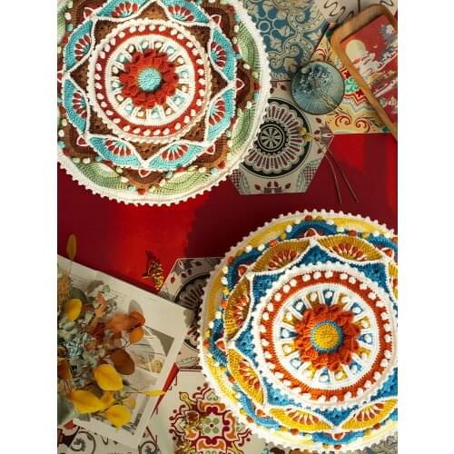 Hand woven DIY Crochet material bag made of Dunhuang roll lotus cover pillow cover wool ball