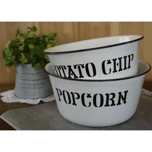 Japanese Single Enamel Flat Side Bowl Soup Bowl French Salad Bowl Household Salad Bowl Basin Mixing Bowl