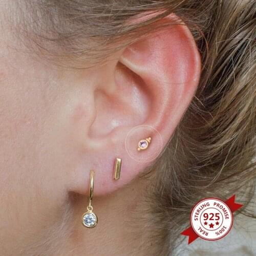 925 Sterling Silver Simple Fashion Crystal Balls Stud Earrings Women Exquisite Girlfriend Sisters Jewelry Accessories Gift