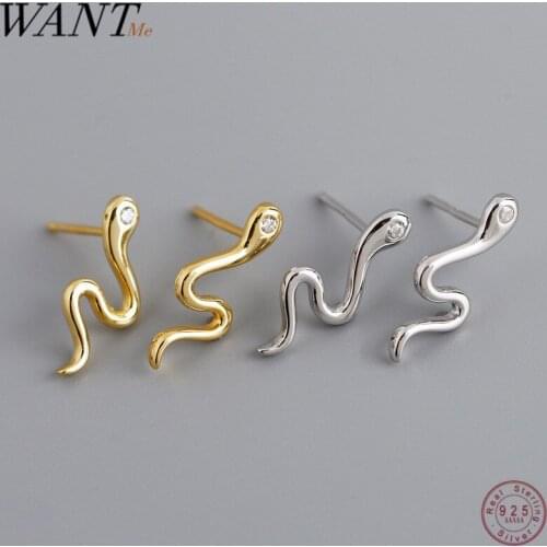 WANTME New Fashion Genuine 925 Sterling Silver Cute Snake Drop Earrings for Women Bohemia Animal Jewelry Gift Accessories 2020