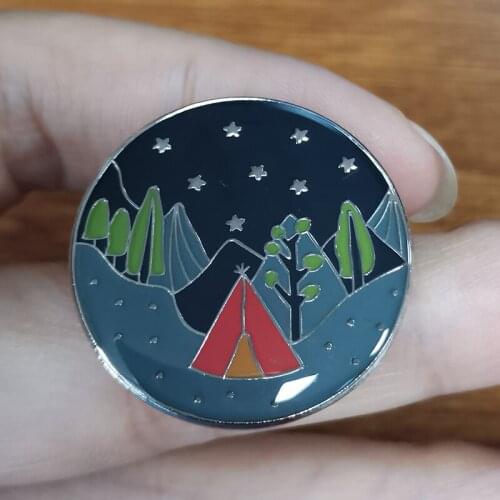Starry night landscape Badge I know nothing with my certainty, but the sight of the stars makes me dream Brooch Jewelry