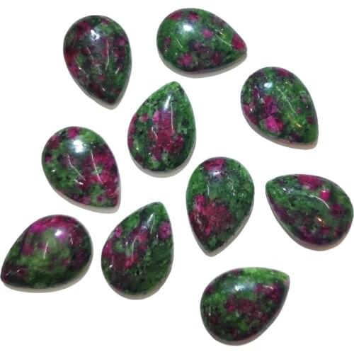 10Pcs Natural Stones Red Green Stone Cabochon Water Drop Shape No Hole Beads for Making Jewelry DIY Ring accessories Loose Bead