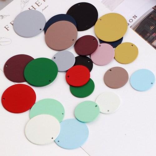 10pcs Diy Earring Material Sprayed Matte Frosted Color Rubber Paint Large Round Piece Pendant Ring Earring Accessories Pendant