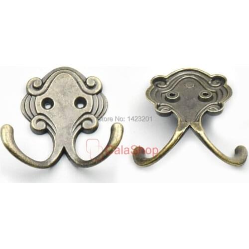 10 Pcs / Lot 54mm x 53mm 2 Hole Zinc Alloy Hooks Hangers For Jewelry Chest Box Door Wardrobe Clothes Hat Towel
