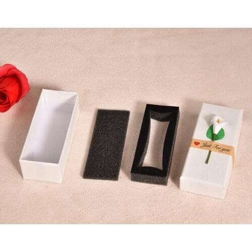 10 Pieces/Lot Kraft Jewelry Lipstick Box Fashion Paper Boxes White Black With Flower Necklace Ring Box