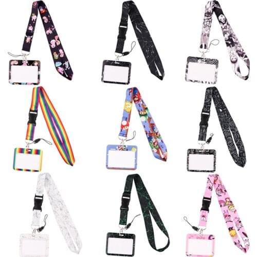 20pcs/lot BH1517 Blinghero Rainbow Homosexual Bank Credit Card Holders Bus Marble Holder Identity Badge With Cartoon Dog Lanyard
