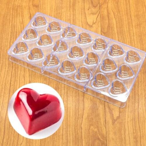 21 Even Heart Shape Polycarbonate Chocolate Mold Creative 3D Fondant Cake Candy Mold DIY Kitchen Baking Pastry Tools