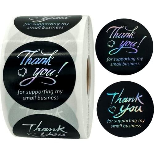 500Pcs/roll Hot Silver Thank You Sealing Sticker Self-adhesive Label Color Change Stickers 3.8cm
