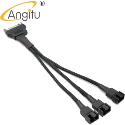 Angitu 12V SATA to Fan 3Pin 4Pin Power Adapter Cable - 3Way