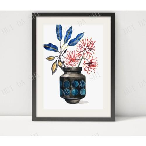 Australian wall art, Stenocarpus, West German pottery, Firewheel, Bush Flower, Mid Century, Native flower, Botanical art