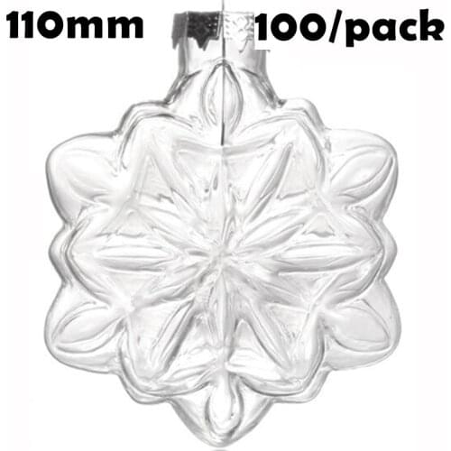 Free Shipping DIY Paintable Christmas Xmas Decoration Ornament/Ball 110*40mm Glass Snowflake, 100/Pack