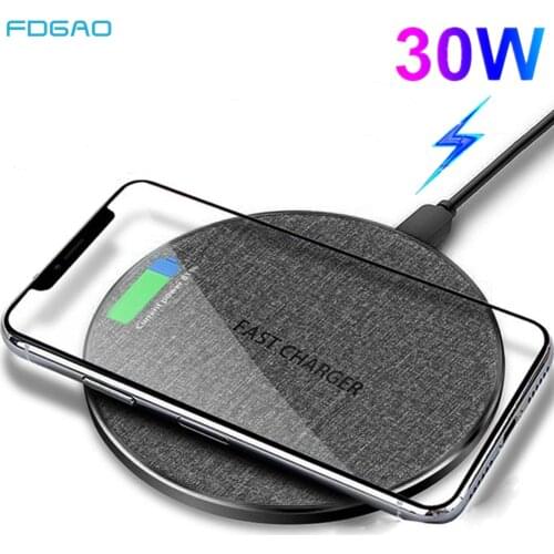 FDGAO 30W Wireless Charger For iPhone 12 Pro Max 11 XS Max X XR 8 Type C 20W Qi Fast Charging Pad for Samsung S20 S10 Note 20 10