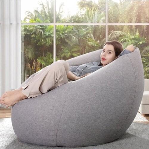 Large Small Lazy Sofas Cover Linen Cloth Chairs Lounger Seat Bean Bag Pouf Puff Couch Tatami for Living Room Without Filler