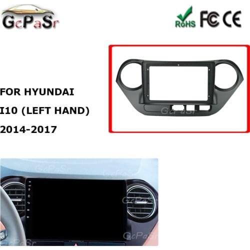 For HYUNDAI I10 2014-2017 left 9'' Car Audio Radio Fascia Fit Plate Panel Dashboard Replacement Mount Kit power cable wire