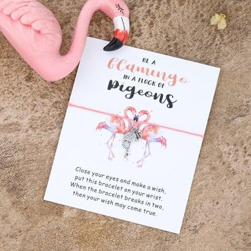 Flamingo Wish Bracelet Best Friend Flamingo Charm Bracelet Lucky Flamingo Bracelet Friendship Jewelry for Women Men Friend Gift