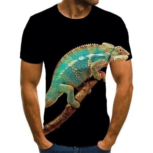 3d Tshirt Lizard T-shirt Men Animal Shirt Print Black T-shirts 3d Funny Anime Clothes Mens Clothing T shirts Printed Style