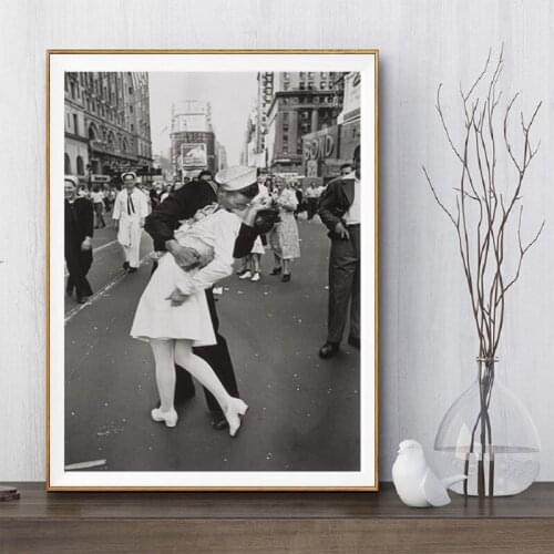 Art black and white photo frame kiss of joy Poster New York canvas painting picture printing family wall art home decoration