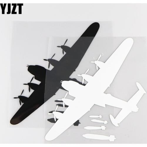 YJZT 15.6X16.6CM Personality Car Stickers Novelty Aircraft Dropping Bombs Vinyl Decals Black / Silver 10A-0007