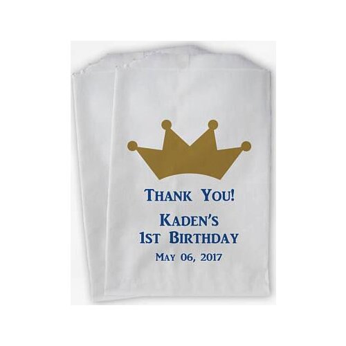 Customized Little Prince First Birthday candy Buffet treat gift bar bags Baby Shower Bakery Cookie Favor popcorn pouches