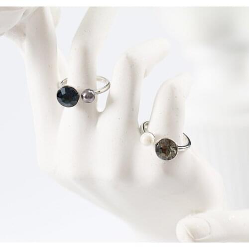 LANFLORA new fashion pearl and crystal ring women open ring for birthday party gift foreign trade bulk wholesale ring