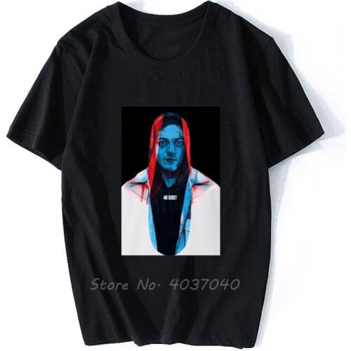 Mr Robot - Shadows T-Shirt M-Xxxl Round Neck TShirt Men Cotton Tshirt Tees Harajuku Streetwear