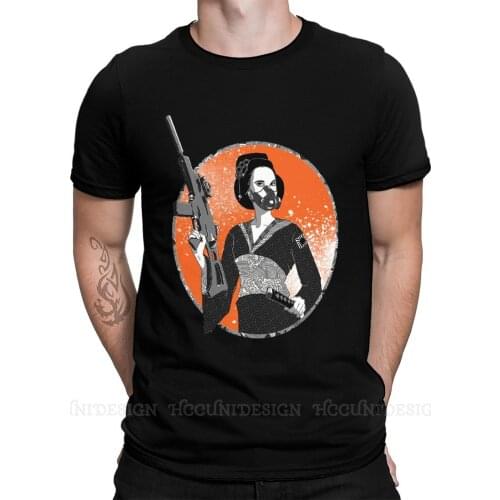 Mens Geisha And Machine Gun T Shirts Japanese Geisha Samurai Tradition 100% Cotton Clothing Funny Short Sleeve Crewneck Tee