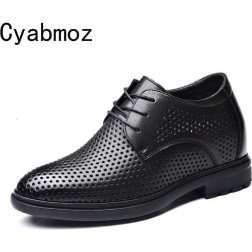 Height increasing 7cm/9cm Men Dress shoes summer Black Wedding shoes Business Men Elevator Hidden Wedges Heels Male Shoes