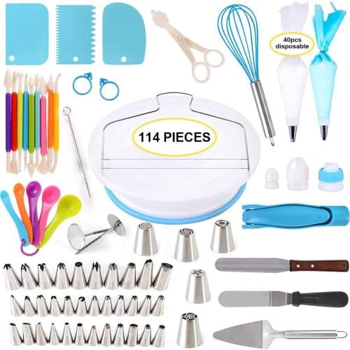 With Numbered 114-piece Cake Turntable Set, Decorating Mouth Full Set of Baking Decorating Tools Kit