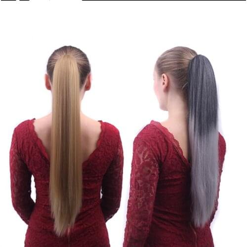 Colored Synthetic Ombre Long Straight Clip In Pony tail Hair Pieces Claw Ponytail Hair Extensions For Women Black Brown Blonde
