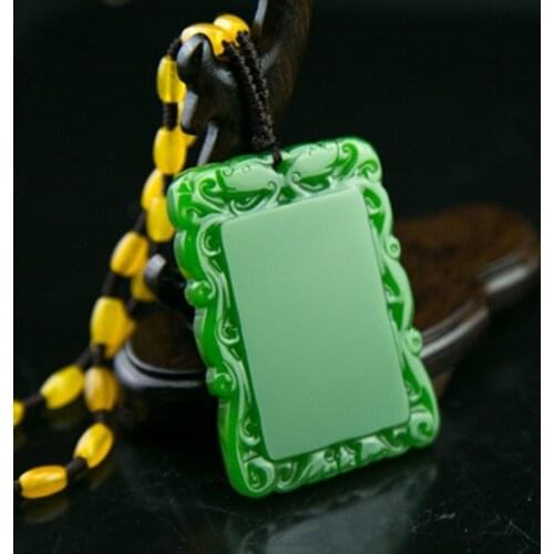 Natural Green Hand Carved Ping'an Brand Jade Pendant Fashion Boutique Jewelry Mens and Womens Ping'an Brand Necklace