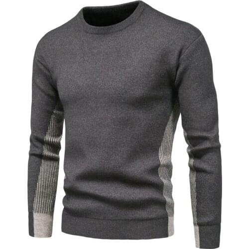 2020 New O-neck Pullovers Mens Sweater Casual Color Matching Striped Sweater Men Autumn Fashion Slim Fit Mens Sweater