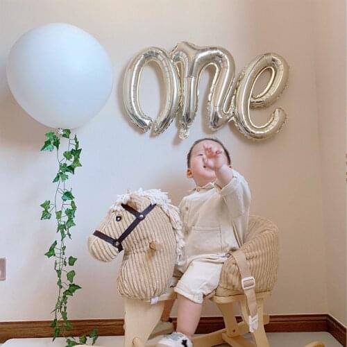 New Baby Shower Siamese ONE Aluminum Balloon Birthday Decoration ONE Year Old Party Balloon First Birthday Boy Girl Decoration