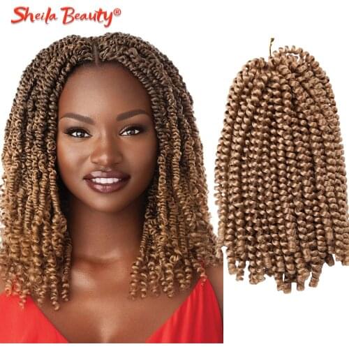 Ombre Spring Twist Crochet Braids Soft Freetress Passion Twist Synthetic Locs Braiding Hair Extensions for Women Black