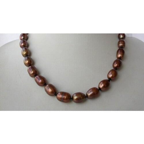 CBN314 vogue popular 13mm baroque chocolate freshwater cultured pearl necklace17"