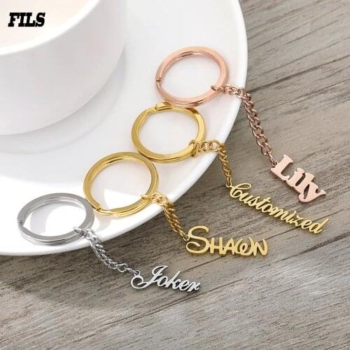 Fils Customized Personality Name Keychain Fashion High Quality Key Ring For Women Anniversary Gift For Boyfriend Accessories