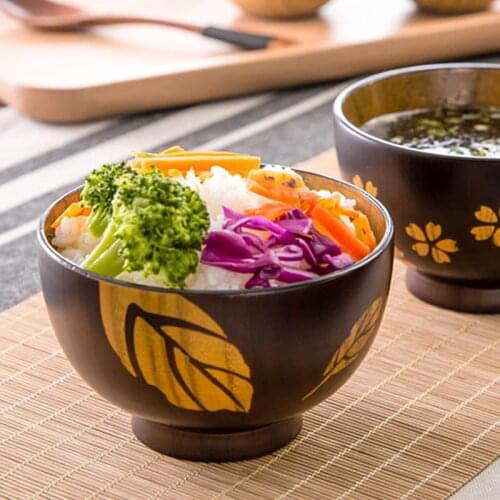 1Pc Japanese Wooden Bowl Small Wood Rice Soup Bowl Food Container Kids Tableware Durable Wooden Bowls for Food Wooden Utensils