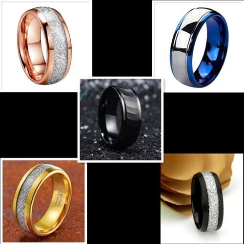 Popular 8 mm tungsten carbide noble black agate grinding ring. A mans charm. Be engaged fashion jewelry